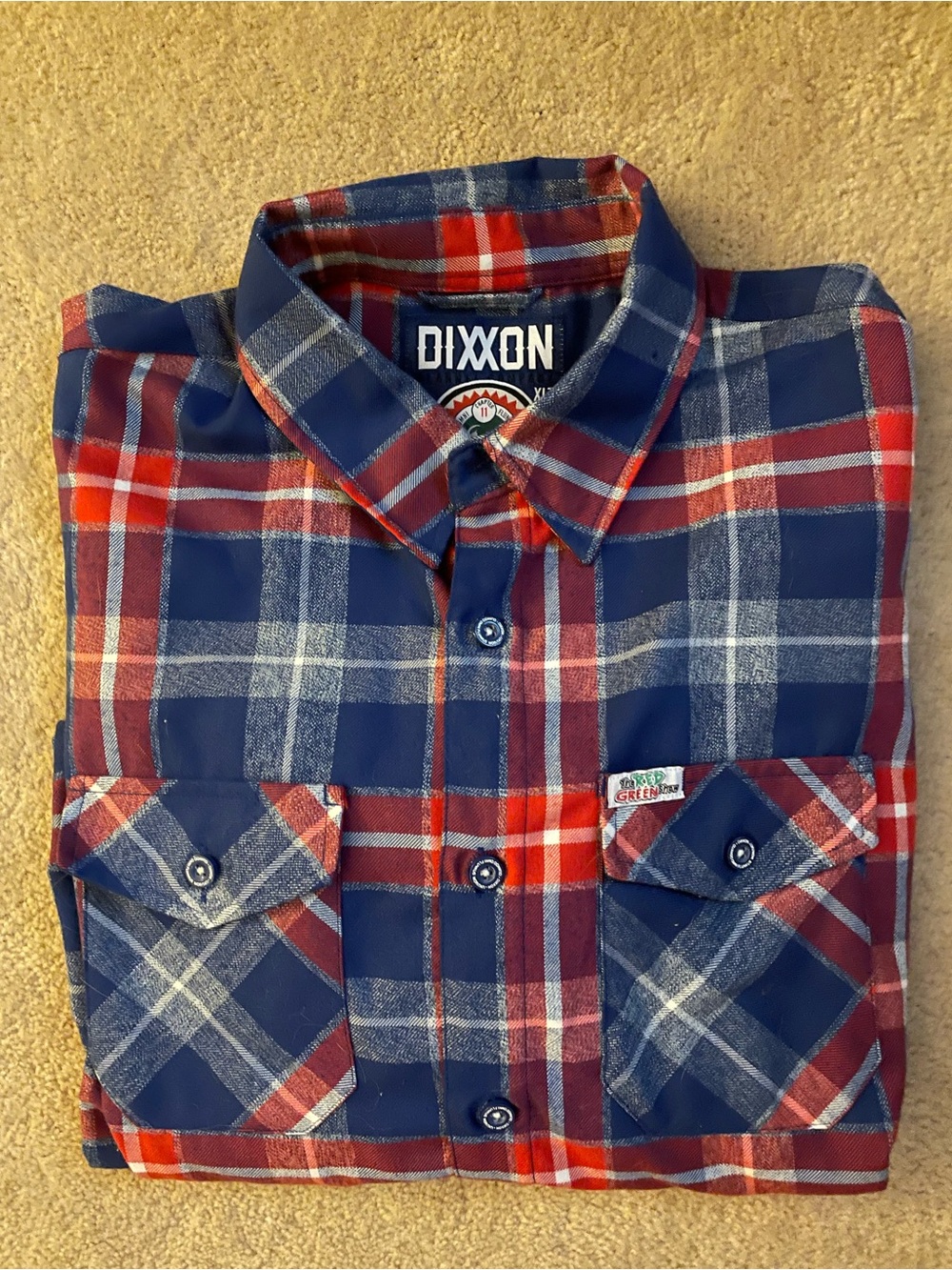 DIXXON Navy Blue & Red Plaid Button-Down Shirt
